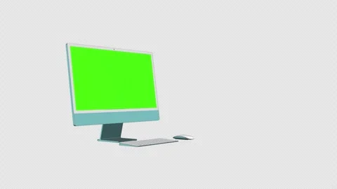 PC computer with a green screen on a black background. Stock Footage 283992704