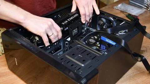 PC computer hardware assembling and maintenance at home Stock Photos