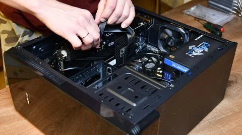 PC computer hardware assembling and maintenance at home Stock Photos