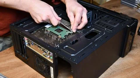 PC computer hardware assembling and maintenance at home Stock Photos