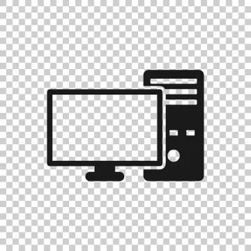 Pc computer icon in flat style. Desktop vector illustration on white isolated Stock Illustration