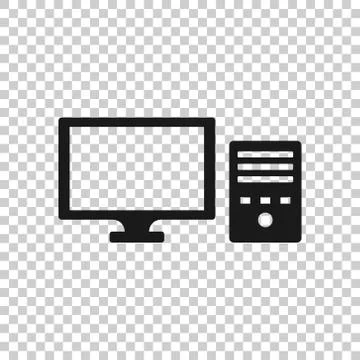 Pc computer icon in flat style. Desktop vector illustration on white isolated Illustrazione stock