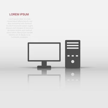 Pc computer icon in flat style. Desktop vector illustration on white isolat.. 스톡 일러스트