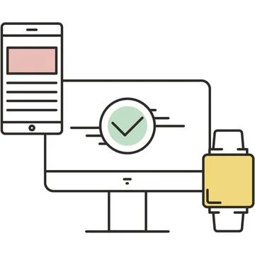 PC computer, mobile phone, smartwatch vector icon Stock Illustration