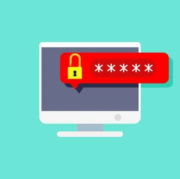PC computer password communication vector. Symbol screen sign internet system 스톡 일러스트