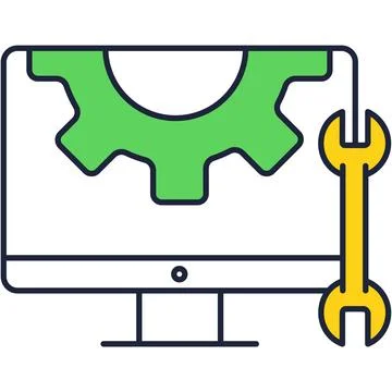 PC computer settings icon line vector symbol Stock Illustration