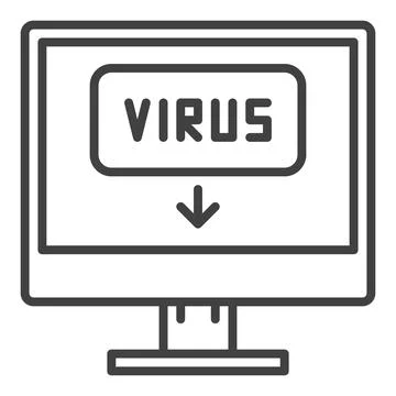PC Computer Virus vector linear icon or symbol Stock Illustration