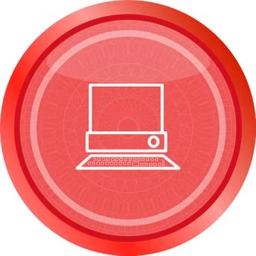 Pc computer on web button (icon) isolated on white Stock Illustration