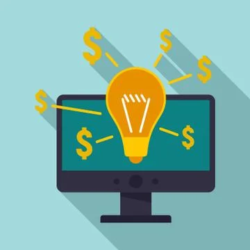 Pc crowdfunding icon, flat style Stock Illustration