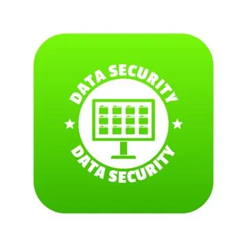 Pc data security icon green Stock Illustration