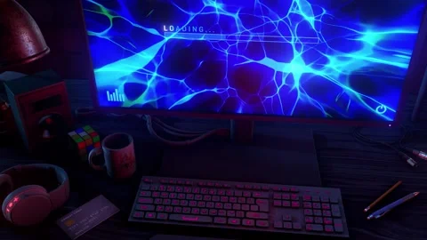 PC Desktop With Loading Screen Stock Footage 277210794