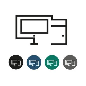 PC Desktop Outline Graphic Illustration Stock Illustration