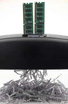 Pc dimm memory chip shredding data Stock Photos