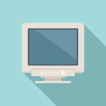 Pc display icon flat . Screen monitor Stock Illustration