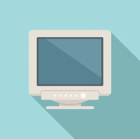 Pc display icon flat vector. Screen monitor Stock Illustration