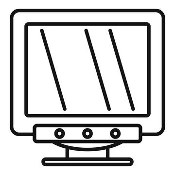 Pc display icon outline . Screen monitor Illustrazione stock