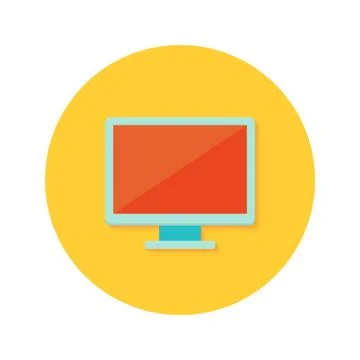PC display icon over orange Illustrazione stock