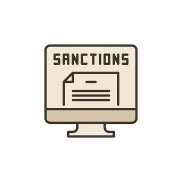 PC with Economic Sanctions Documents vector concept colored icon Ilustração Stock