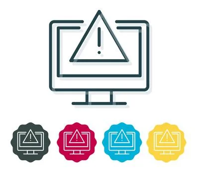 PC Error with Alert Sign - Icon Stock Illustration