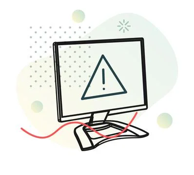 PC Error with Alert Sign - Icon Stock Illustration