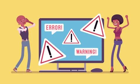 PC error and warnings for users Stock Illustration