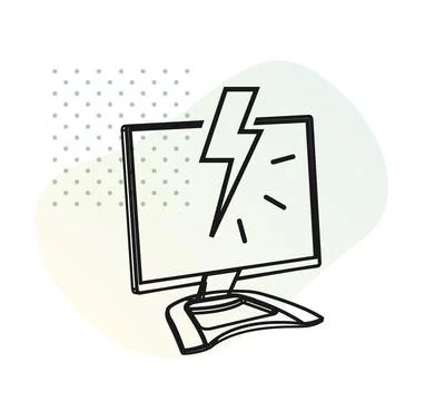 PC Error with Lightning Bolt - Icon Stock Illustration