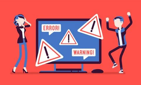PC error, warnings for users Stock Illustration