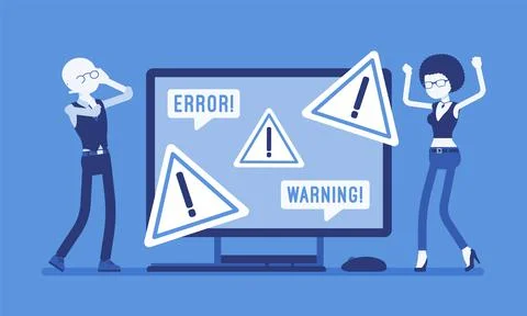 PC error, warnings for users Stock Illustration