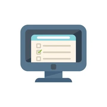 Pc exam study icon flat vector. Final homework Stock Illustration