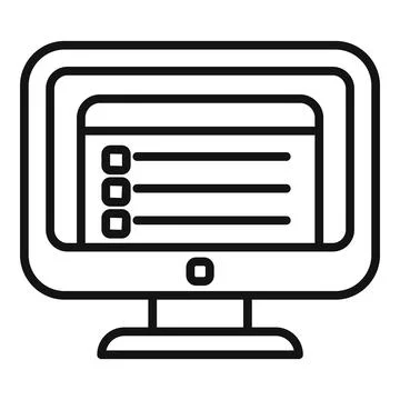Pc exam study icon outline . Final homework イラスト素材