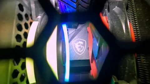 PC Fan Lights GPU Look Inside the Computer 스톡 동영상 231216503