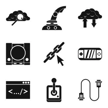 PC game icons set, simple style Illustrazione stock