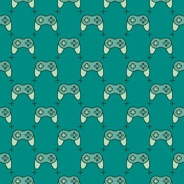 PC Gamepad vector Wireless Game Controller green creative seamless pattern 스톡 일러스트