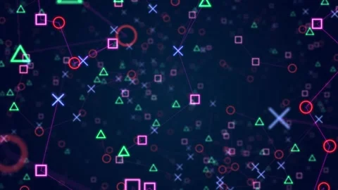PC gaming icon: Video game console elements merged in background design Stock Footage 247678205