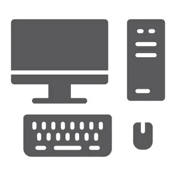 Pc glyph icon, technology and computer, desktop sign, vector graphics, a solid Stock Illustration