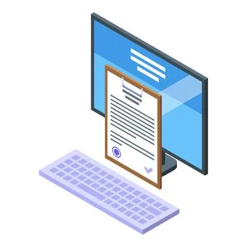 Pc handwriting identification icon isometric vector. Write business Illustrazione stock
