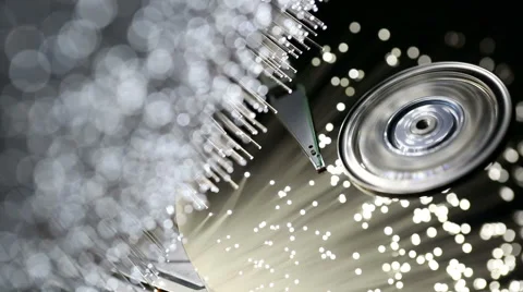 Pc hard disk with Fiber optics background, shot in HD Video stock 66336784