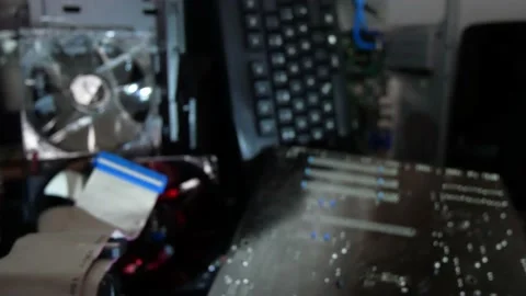 PC Hardware blinking lights, slider-shot Stock Footage 131670334