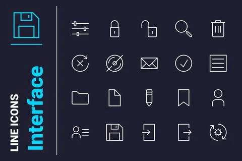 Pc interface icons set Stock Illustration