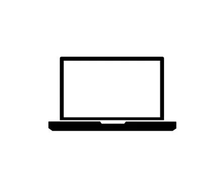 Pc laptop computer icon black white background Stock Illustration