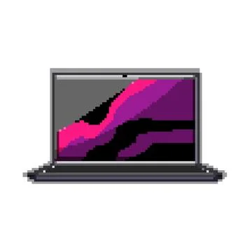 Pc laptop computer pixel art vector illustration Stock Illustration