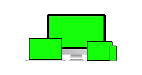 PC, laptop, tablet computer, smartphone with green screens Stock Footage 141285290