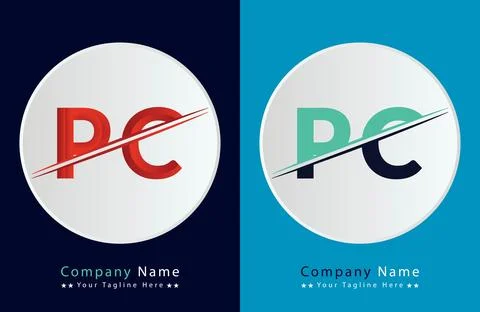 PC Letter logo design vector template. Stock Illustration