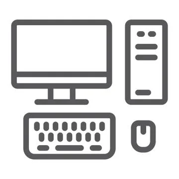 Pc line icon, technology and computer, desktop sign, vector graphics, a linear Stock Illustration