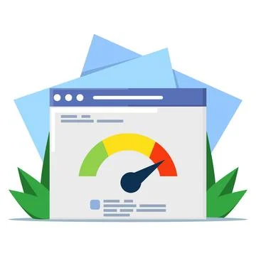 Pc load time speedometer software tool concept for download score Stock Illustration