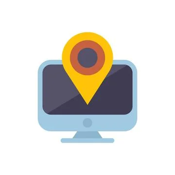 Pc location icon flat vector. Web button Illustrazione stock
