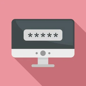 Pc login authentication icon, flat style イラスト素材