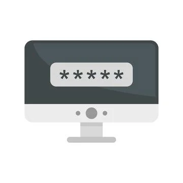 Pc login authentication icon flat isolated vector Stock Illustration