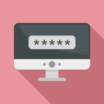 Pc login authentication icon, flat style Illustrazione stock