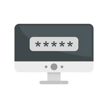 Pc login authentication icon flat isolated Stock Illustration